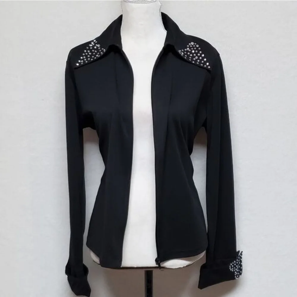 Rare Vintage 1990s Valencia Black Heart Embellished Full-zip Lightweight Jacket